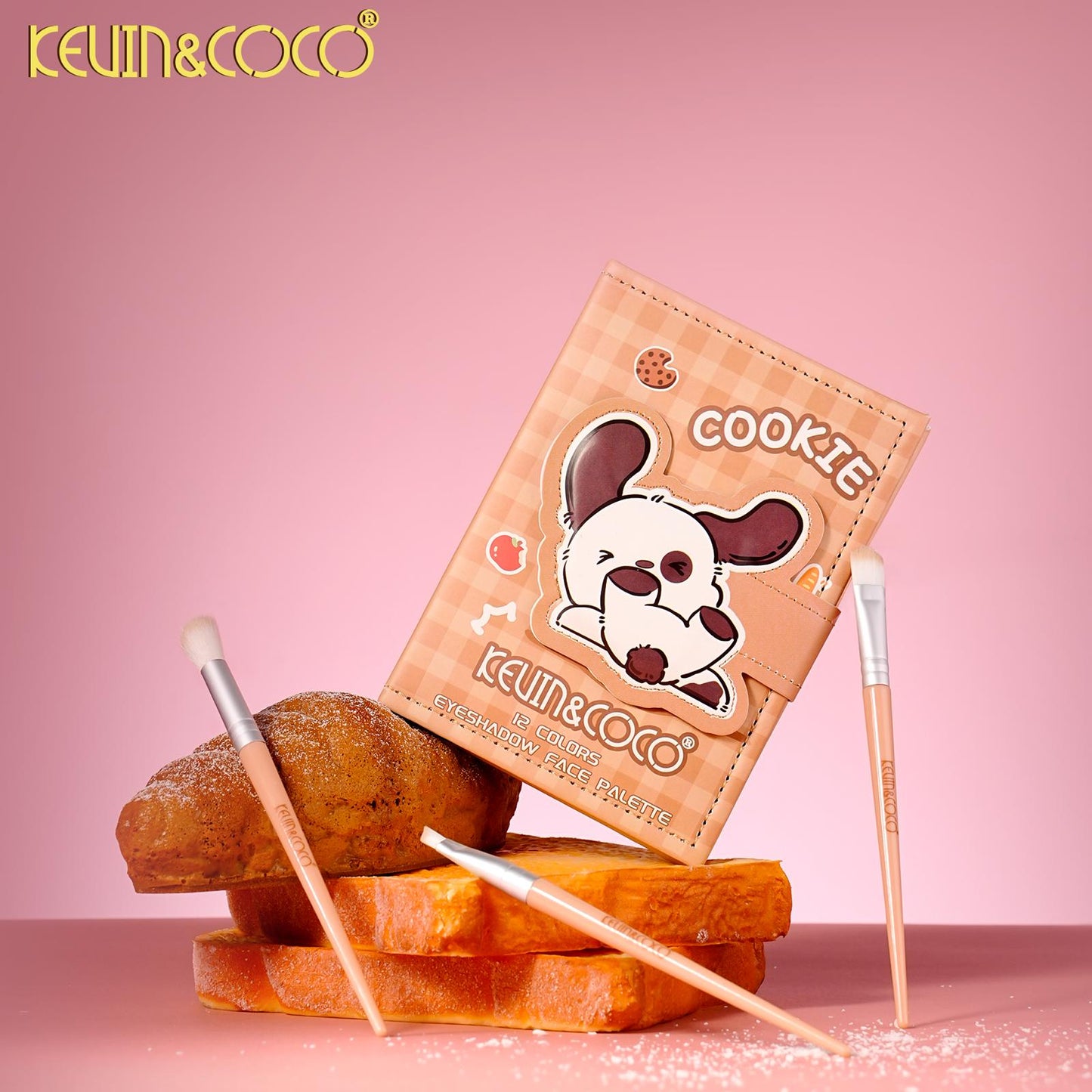 KEVIN&COCO Cookie 12 Colors Eyeshadow Face Palette w/ Brush / 3Set pack