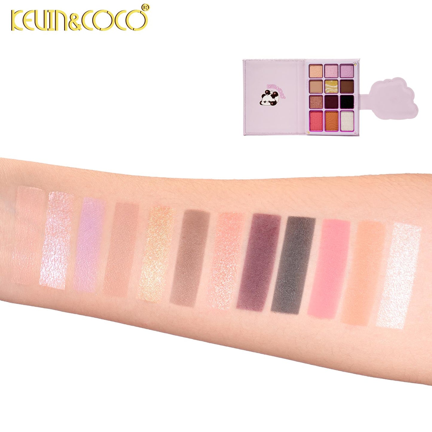 KEVIN&COCO Bamboo 12 Colors Eyeshadow Face Palette w/ Brush / 3Set pack