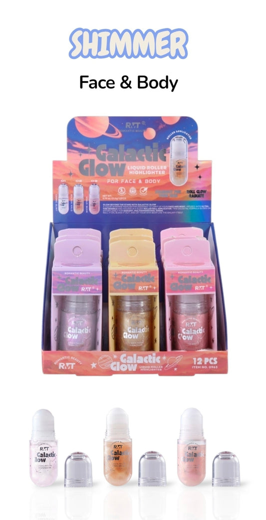 ROMANTIC BEAUTY Galactic Glow Liquid Roller  - Face & Body / 12pcs Display