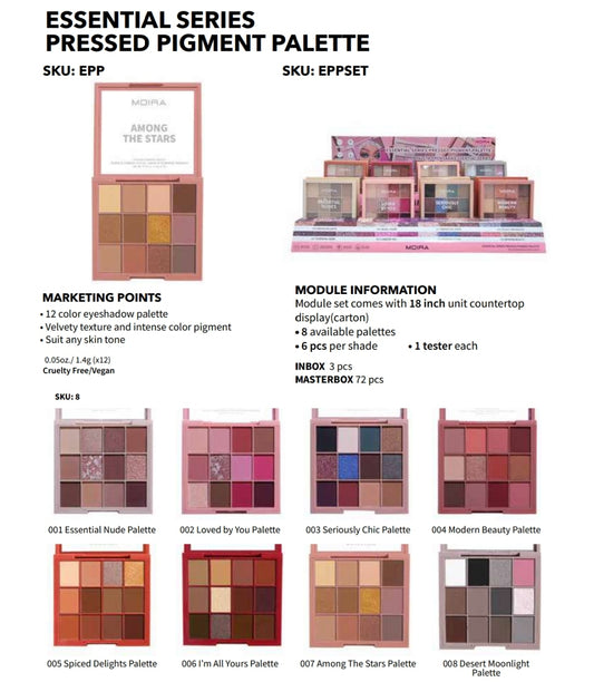 MOIRA Essential Series Pressed Pigment Palette w/Display 24pcs + Tester