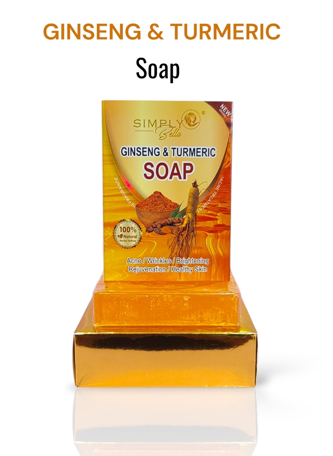 SIMPLY BELLA Sponge Soap | Ginseng & Turmeric | 12pcs Display