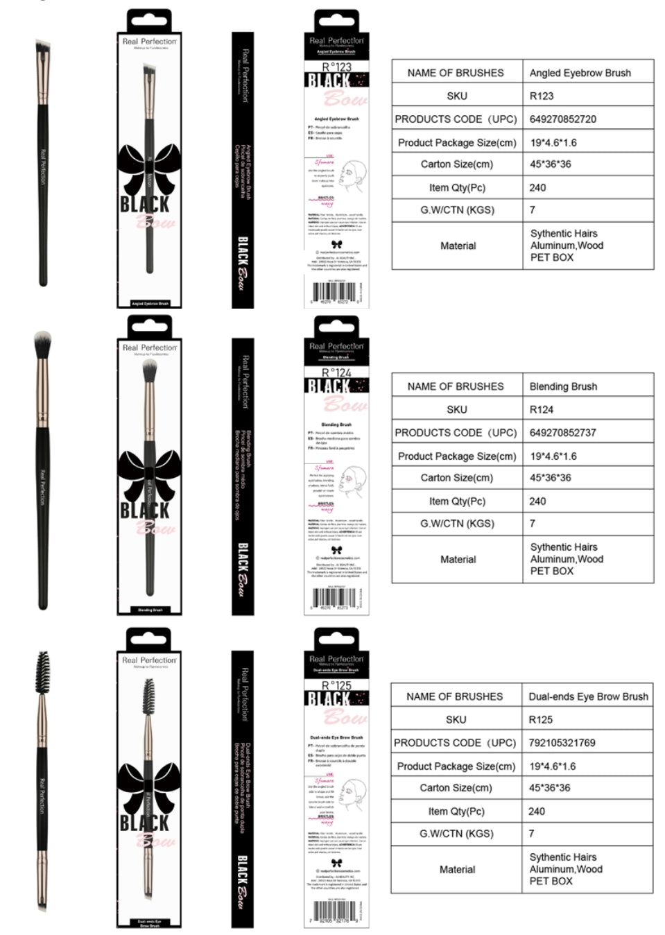 REAL PERFECTION Versatile Makeup Brush w/Display 168pcs Display