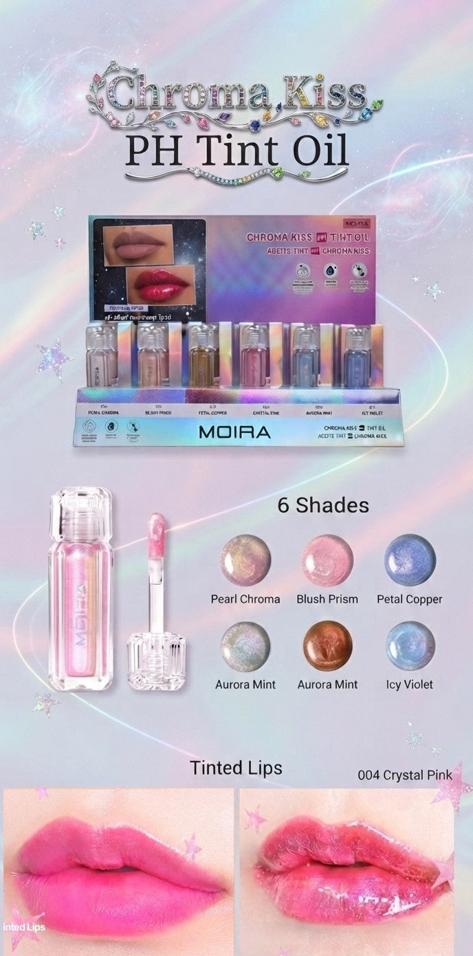 MOIRA Chroma Kiss PH Lip Oil w/Display /24pcs Display + Tester