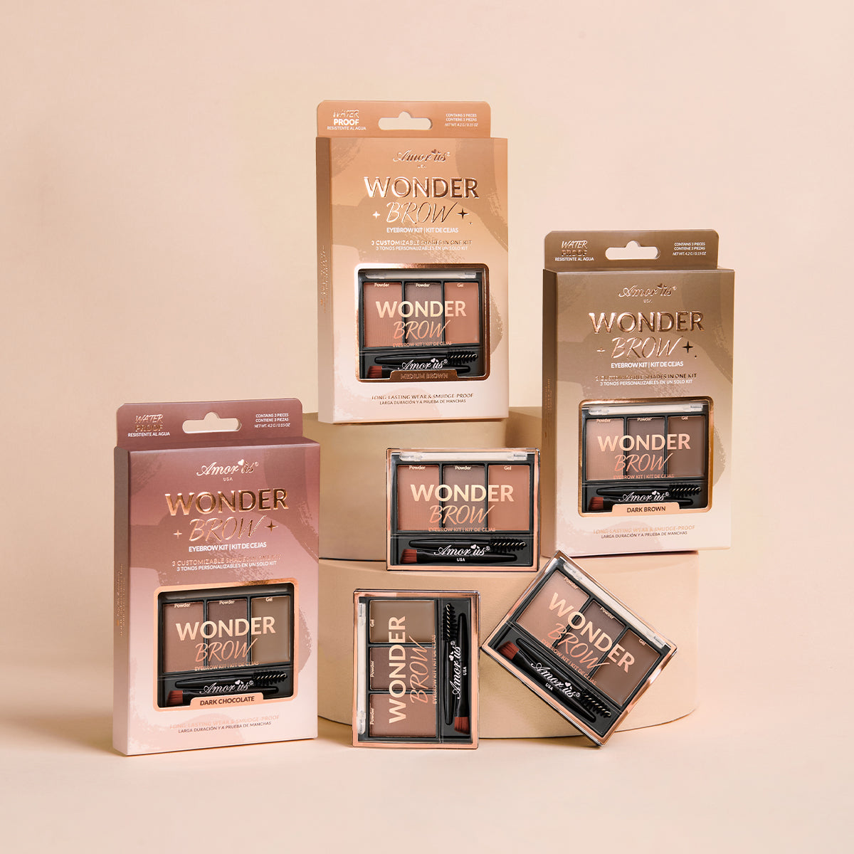 Amorus - Crema y Polvo de Gel para Cejas Wonder #CO-EBPDN - Expositor de 24 unidades