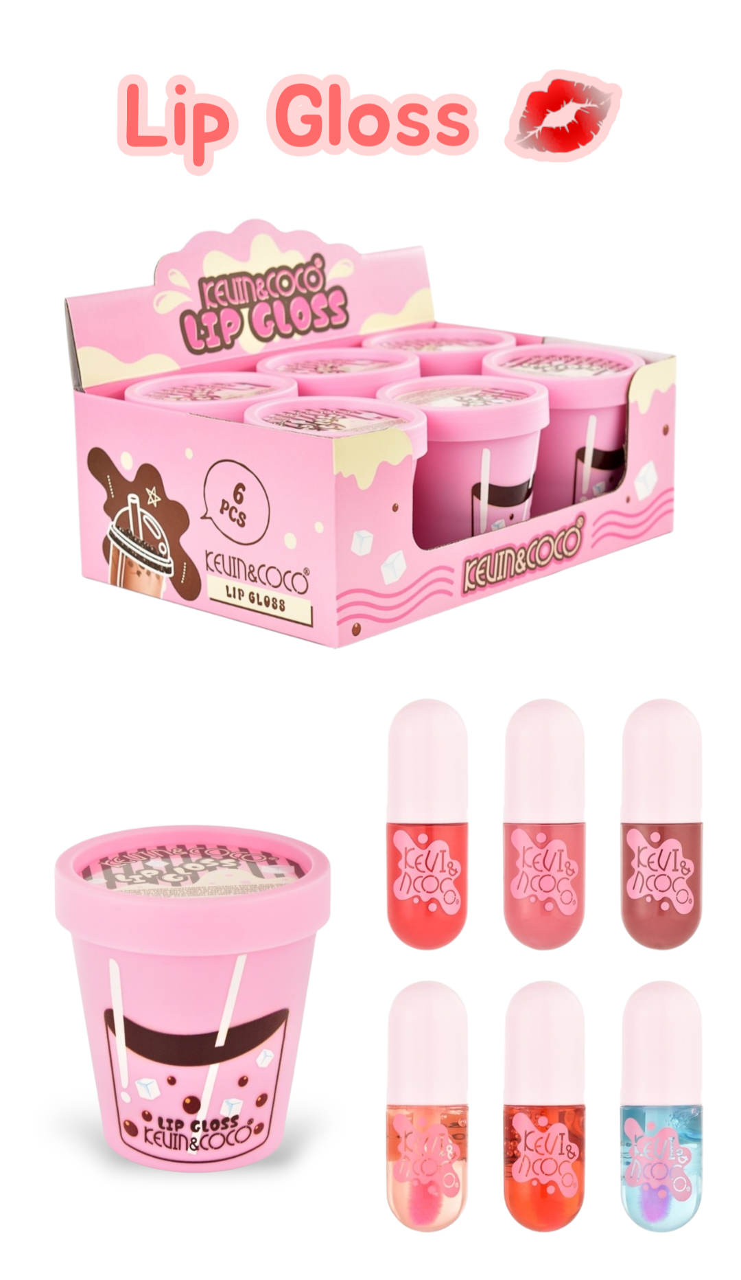 KEVIN&COCO LipGloss / 6 cup Display