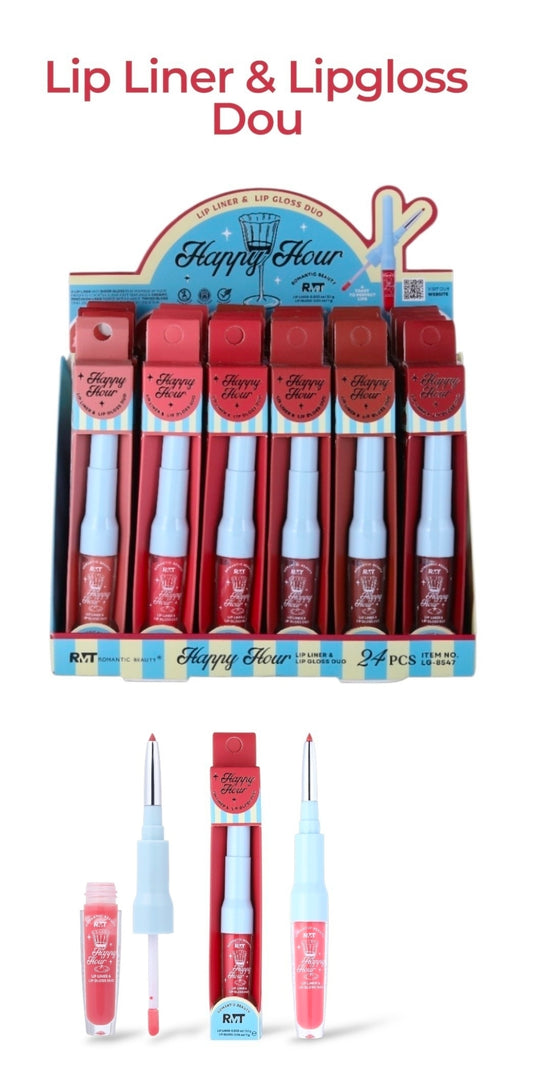ROMANTIC BEAUTY Happy Hour LipLiner & LipGloss Dou / 24pcs Display