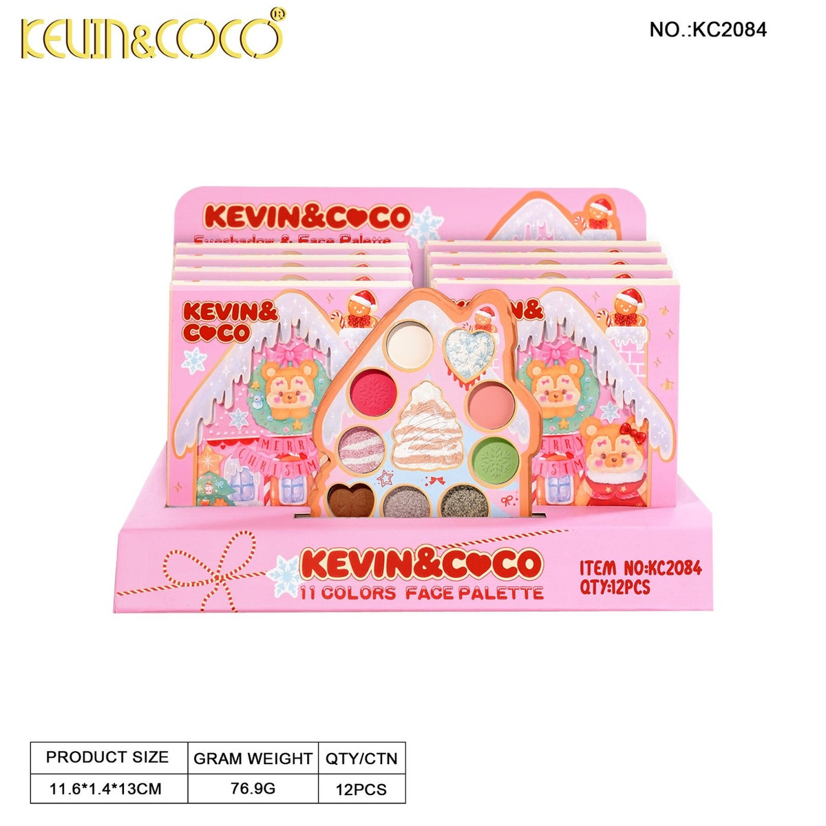 KEVIN&COCO Eyeshadow & Face Palette #KC208 / 12pcs