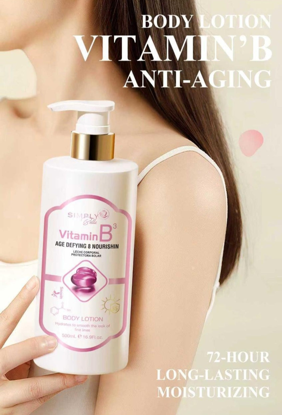 SIMPLY BELLA Loción corporal con vitamina B + protector solar / 500ml