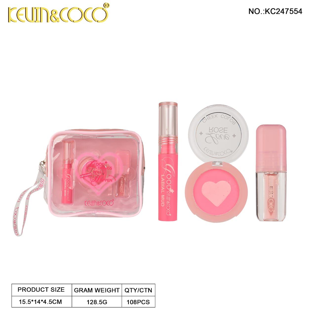 KEVIN&COCO LipGloss & Blush  with Pouch / 6 set Display