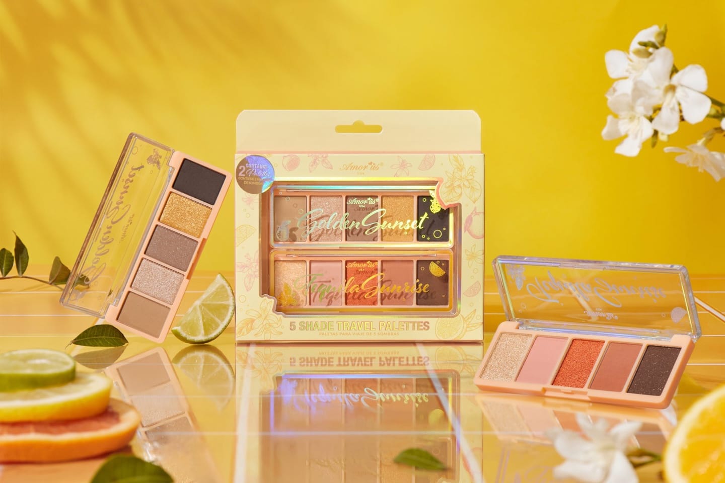 AMORUS - GOLDEN SUNSET & TEQUILA SUNRISE - EYESHADOW PALETTE / 12PCS DISPLAY