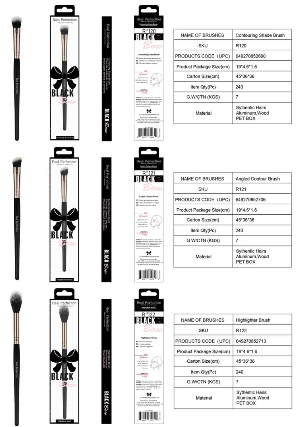 REAL PERFECTION Versatile Makeup Brush w/Display 168pcs Display