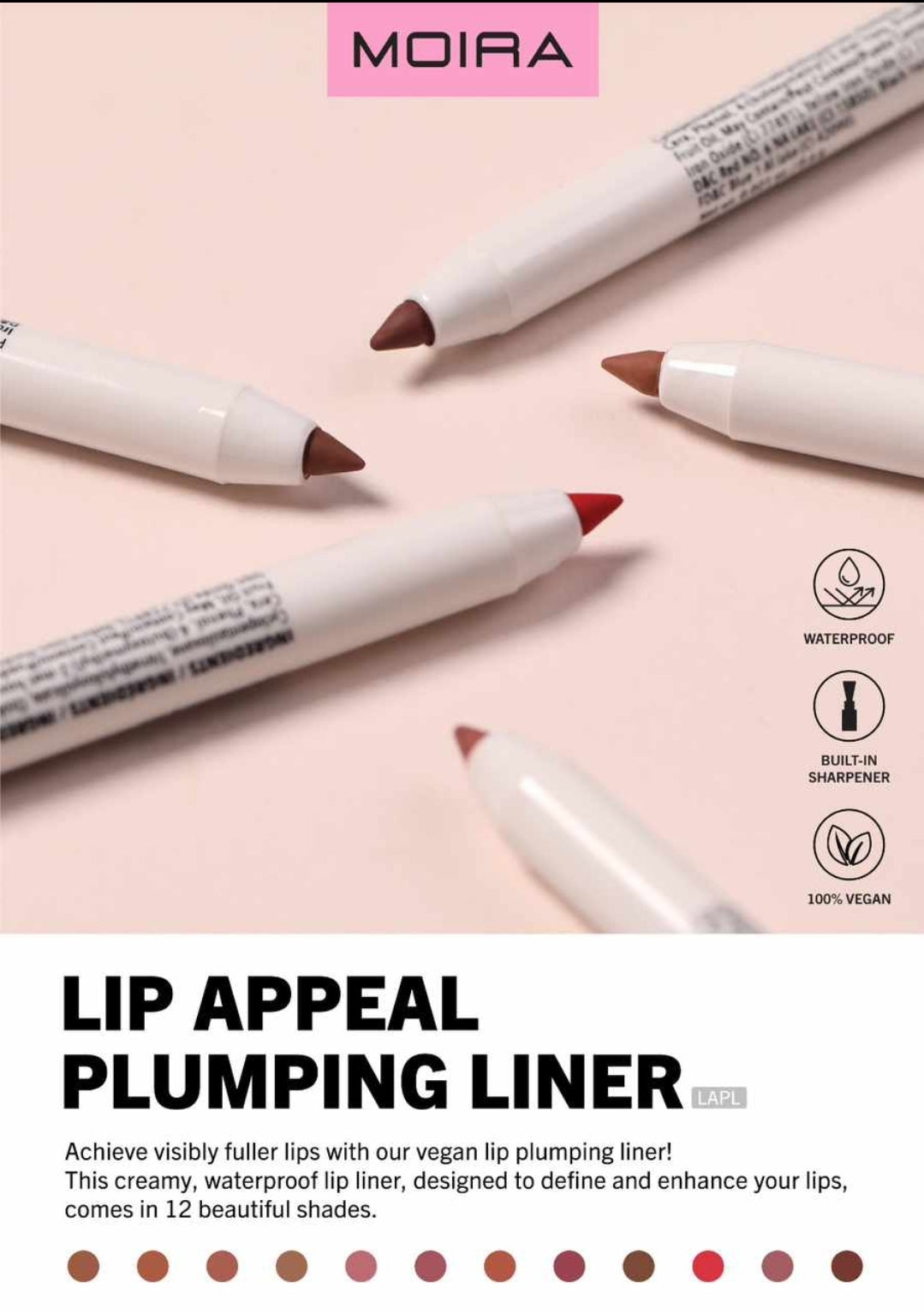 MOIRA Lip Appeal Plumping Liner #LAPLSET w/ Display |144pcs Display