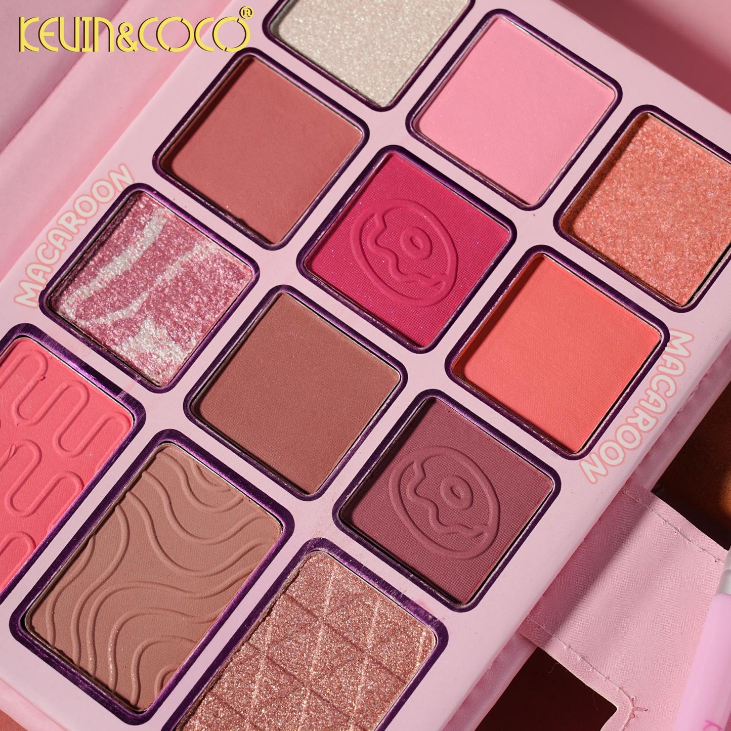 KEVIN&COCO Macaroon 12 Colors Eyeshadow Face Palette w/ Brush / 3Set pack
