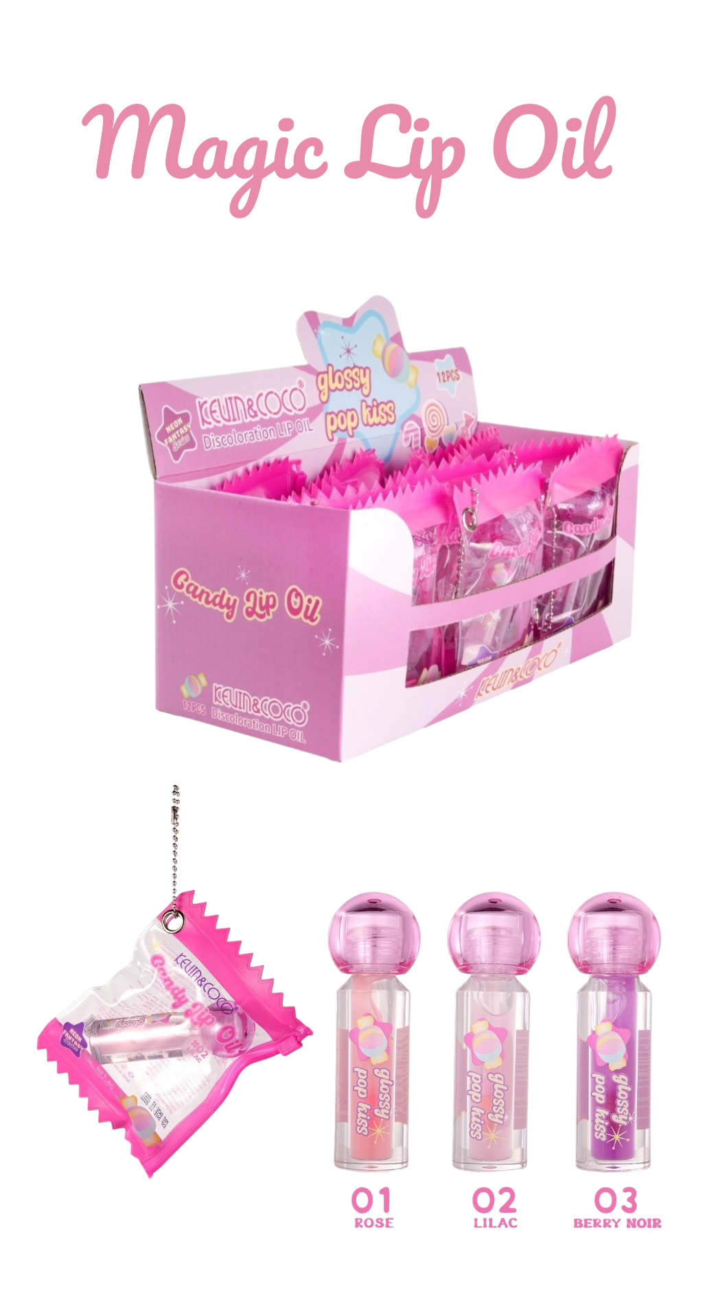 KEVIN&COCO Candy Lip Oil / 12pcs Display