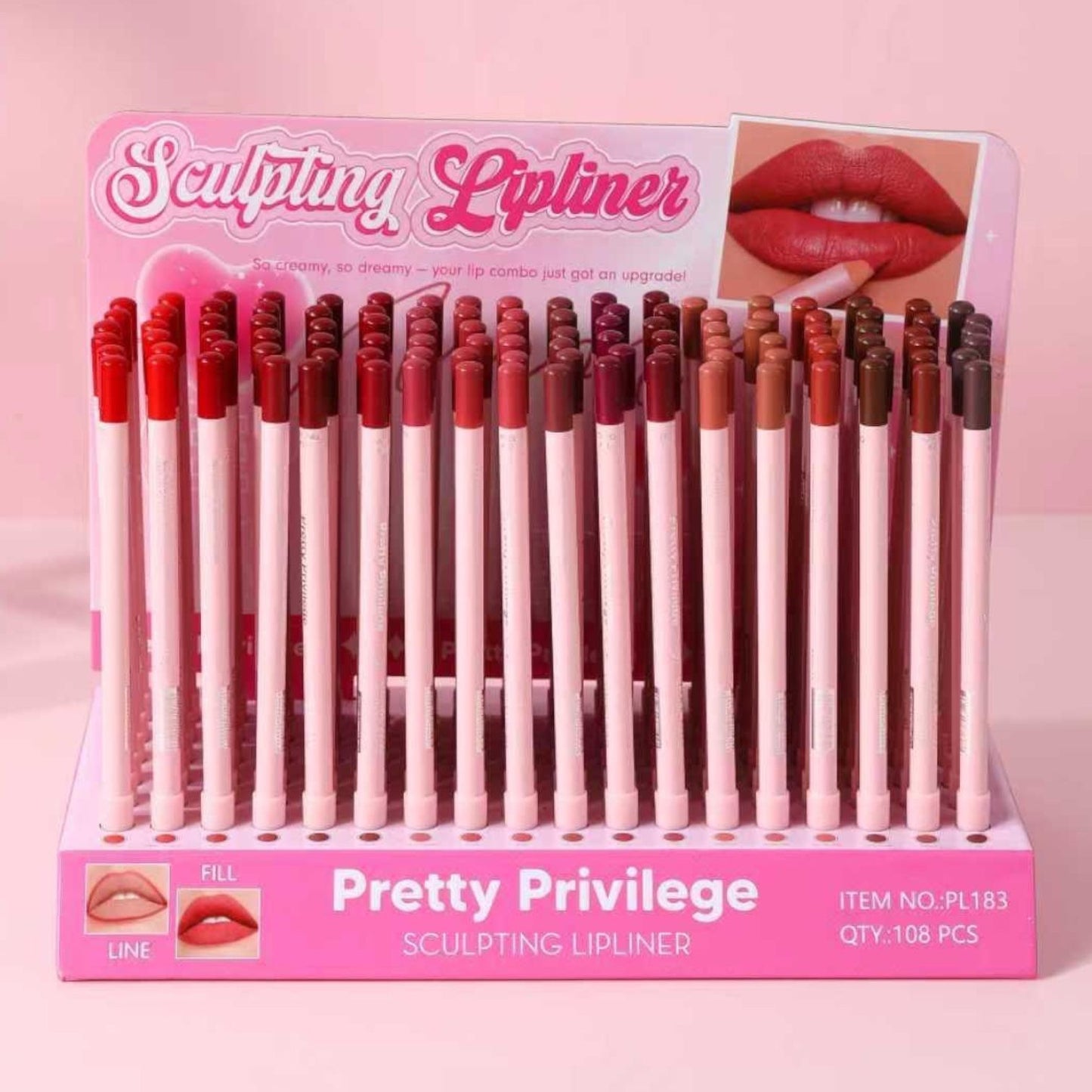 PRETTY PRIVILEGE Sculpting Lipliner / 108pcs Display