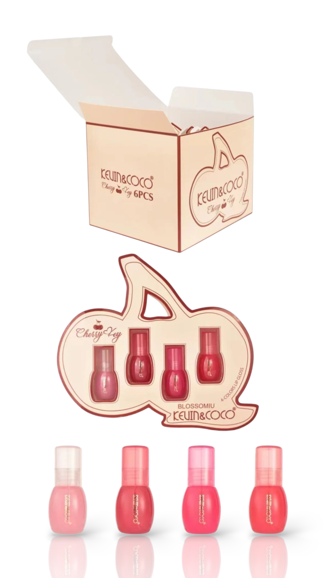 KEVIN&COCO Cherry 4 Lipgloss Set = 6set Display
