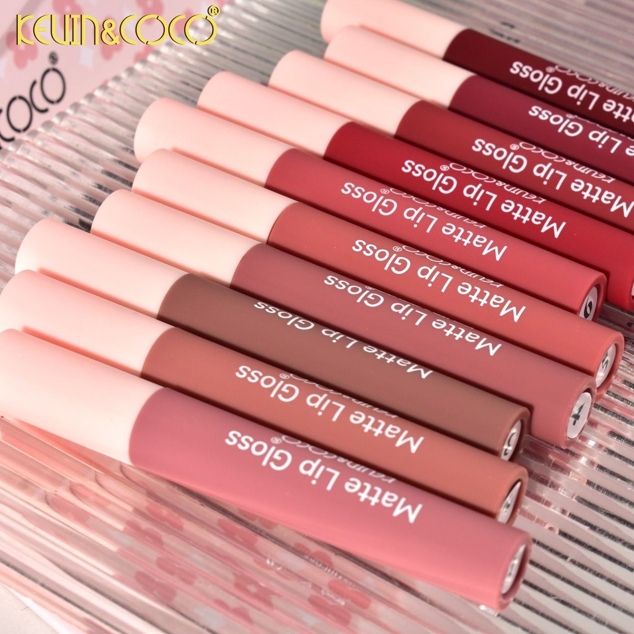 KEVIN&COCO 10 Colors MATE LipGloss / 8 Set Display