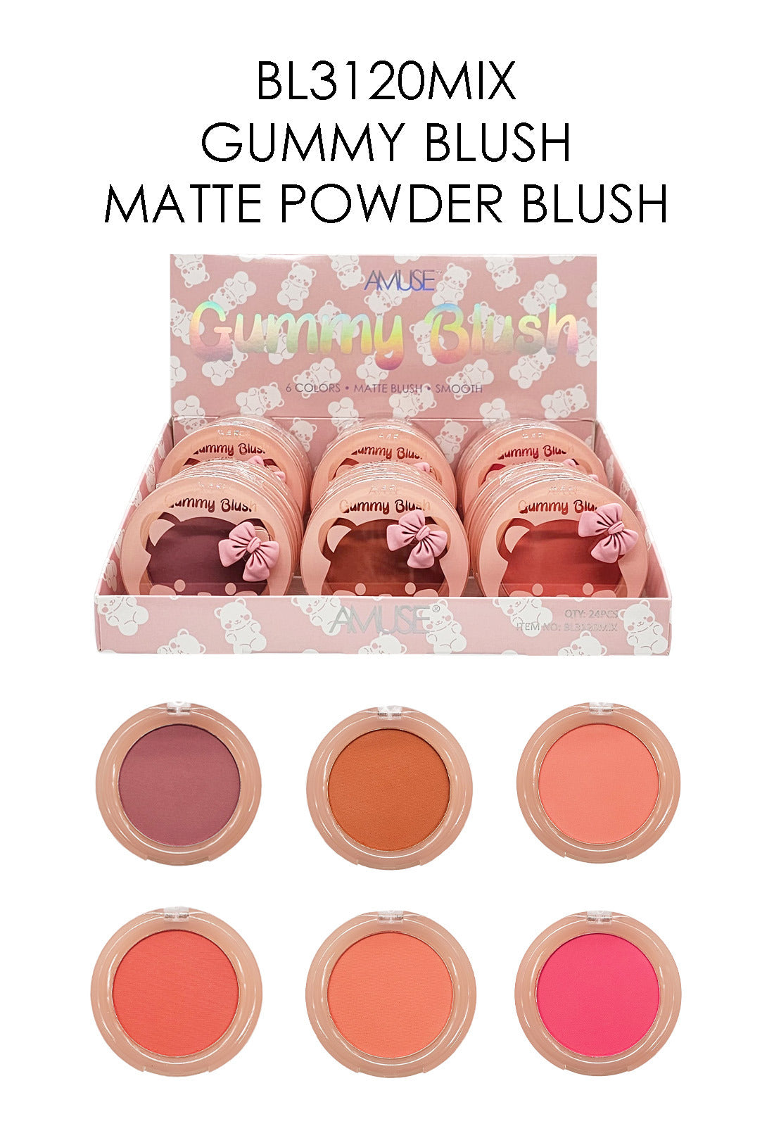 Amuse - Gummy Blush Matte blush #BL3120MIX / 12pcs Display