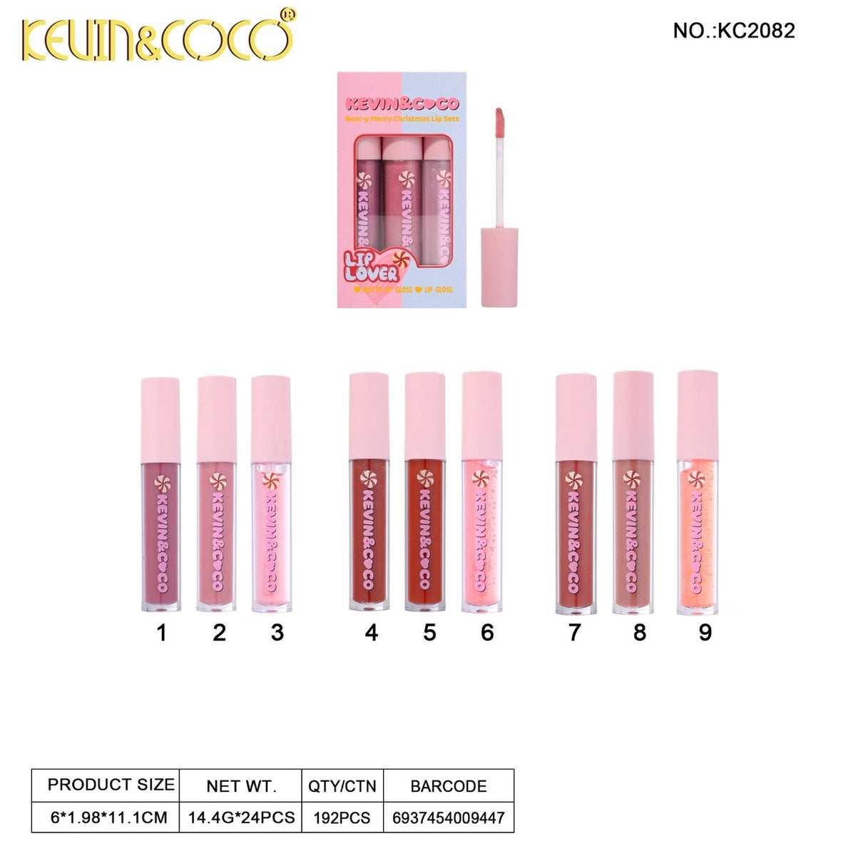 KEVIN&COCO Lip Lover Lip Set #2082 / 24Pcs Display