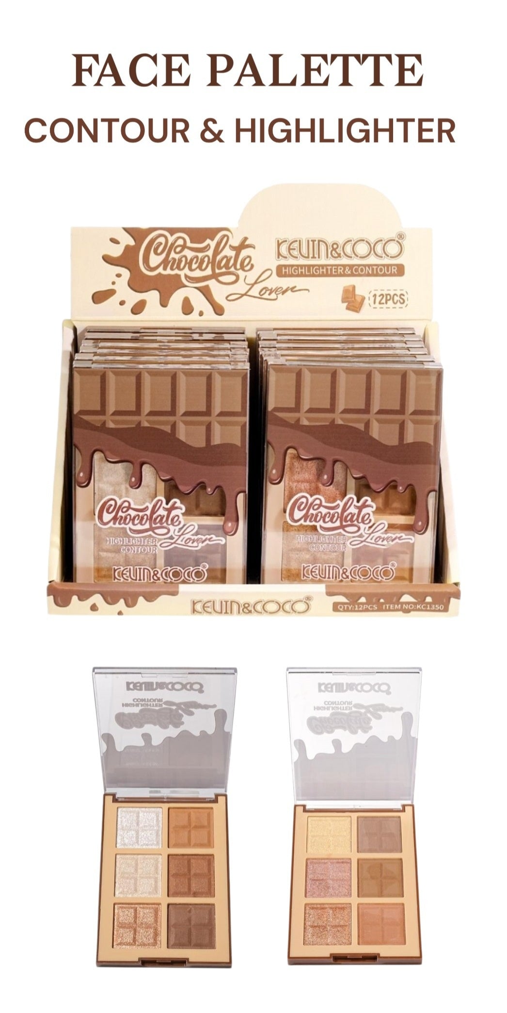 KEVIN&COCO Chocolate Highlighter & Contour / 12pcs Display