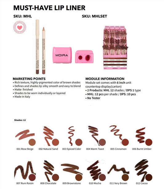 MOIRA Must-Have Lip Liner w/ Display  154pcs Display