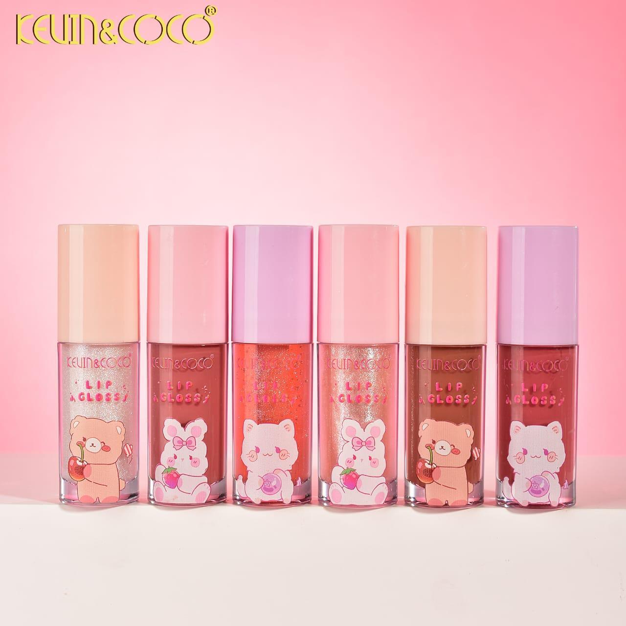 KEVIN&COCO Brillo labial con frutas | Brillo y color / Expositor de 12 unidades