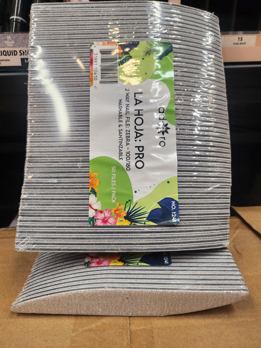 ADORO 2 Way Nail File Zebra 100/180 - LA HOJA - 50files pack