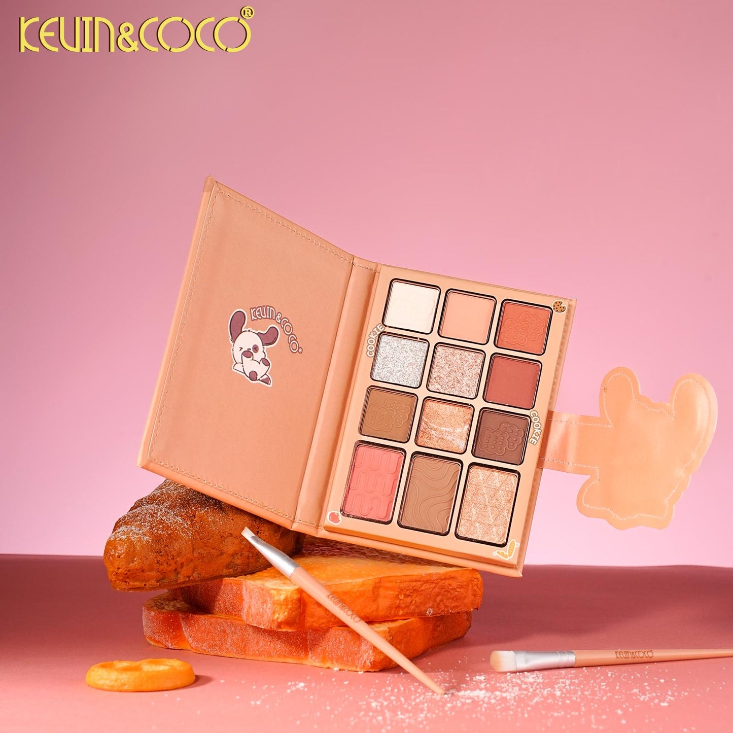 KEVIN&COCO Cookie 12 Colors Eyeshadow Face Palette w/ Brush / 3Set pack