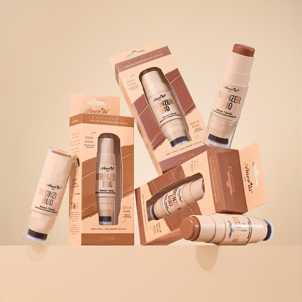 AMORUS Bronzer Duo - Brush + Bronzer 24pcs Display Tester free