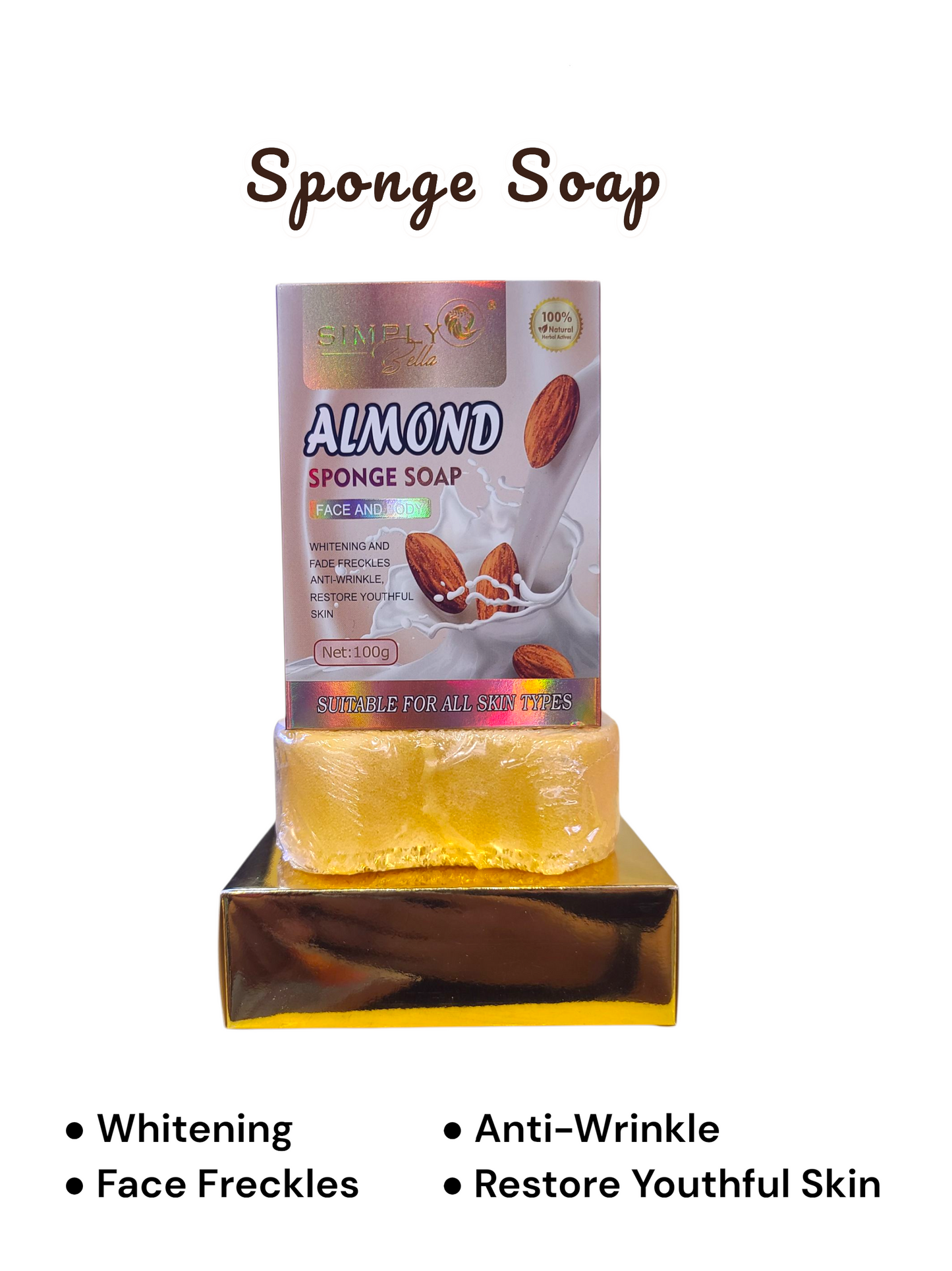 SIMPLY BELLA Sponge Soap | Almond | 12pcs Display