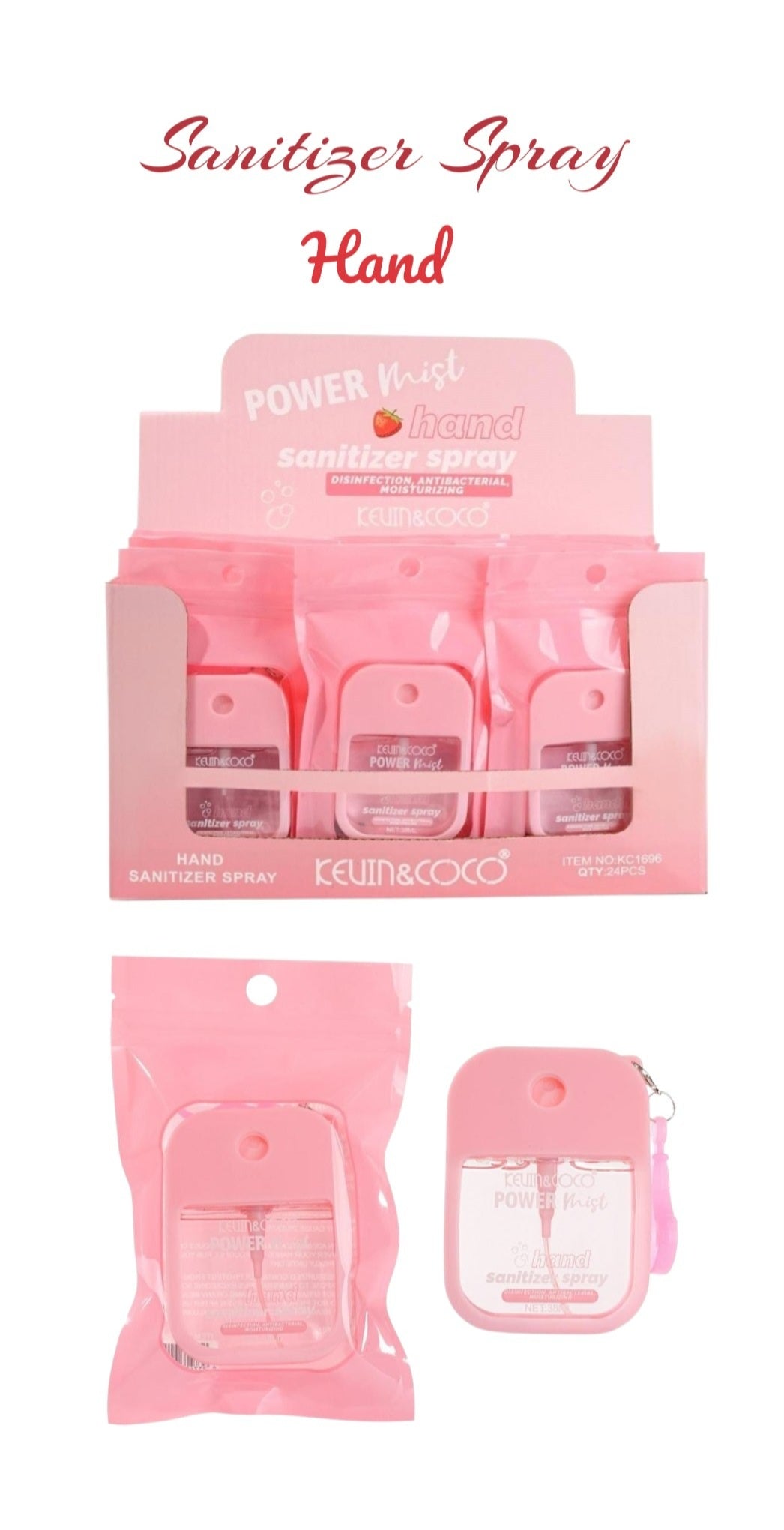 KEVIN&COCO Strawberry Hand Sanitizer Spray / 24pcs Display
