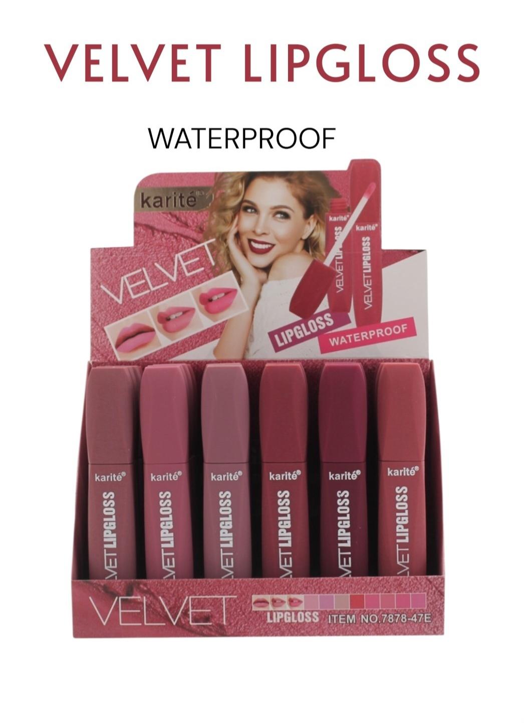 KARITE Velvet Lipgloss waterproof = 24pcs Display