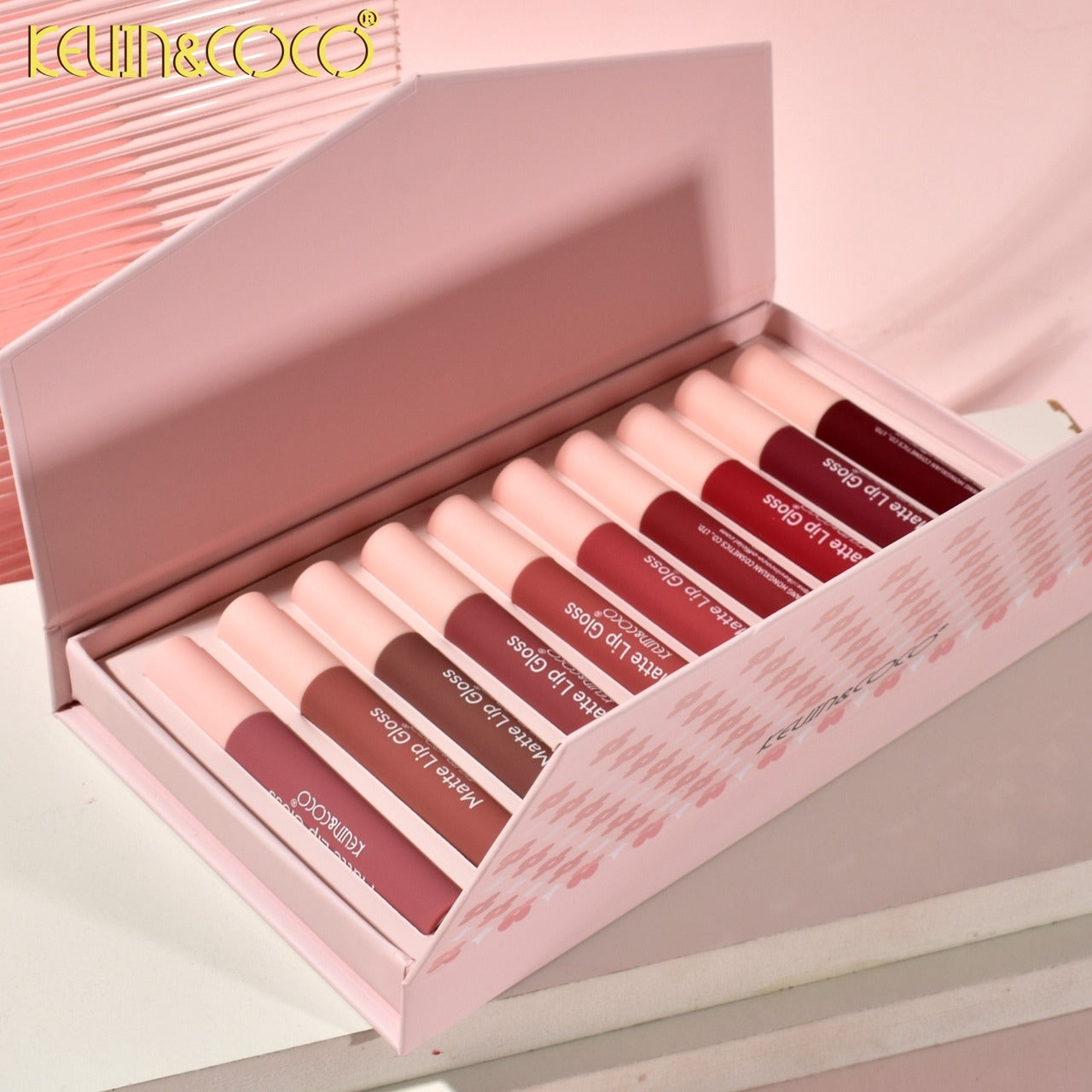 KEVIN&COCO 10 Colors MATE LipGloss / 8 Set Display