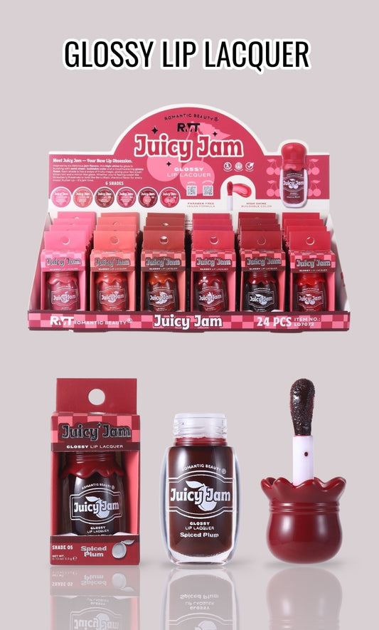 ROMANTIC BEAUTY Juicy Jam Glossy Lip Lacquer / 24pcs Display