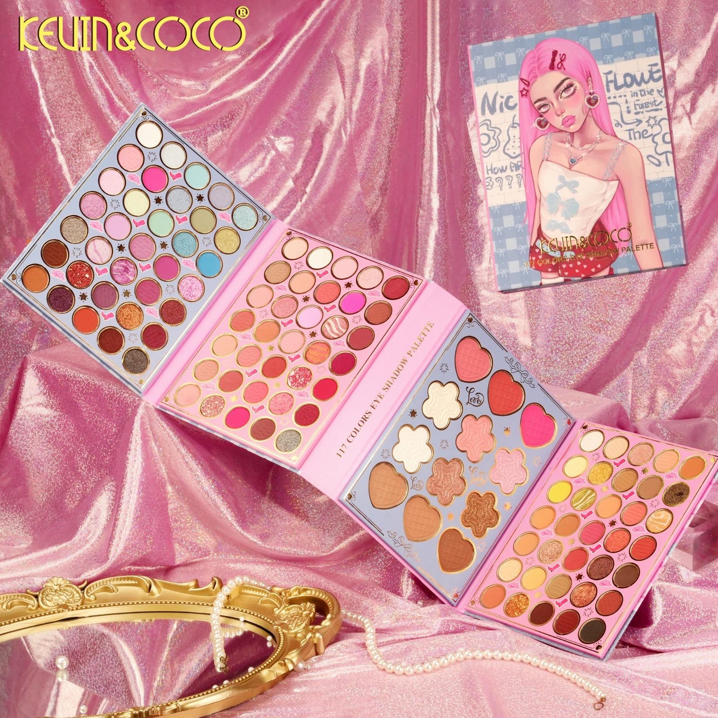 KEVIN&COCO Paleta de sombras de ojos de 117 colores