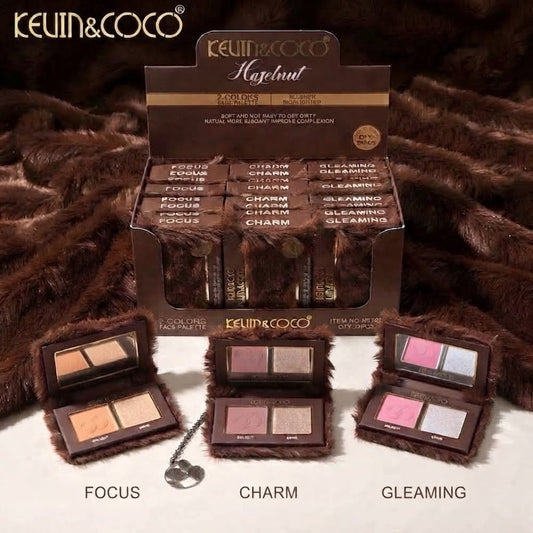 KEVIN&COCO Hazelnut Collection Blush and Highlighter/ 24pcs Display