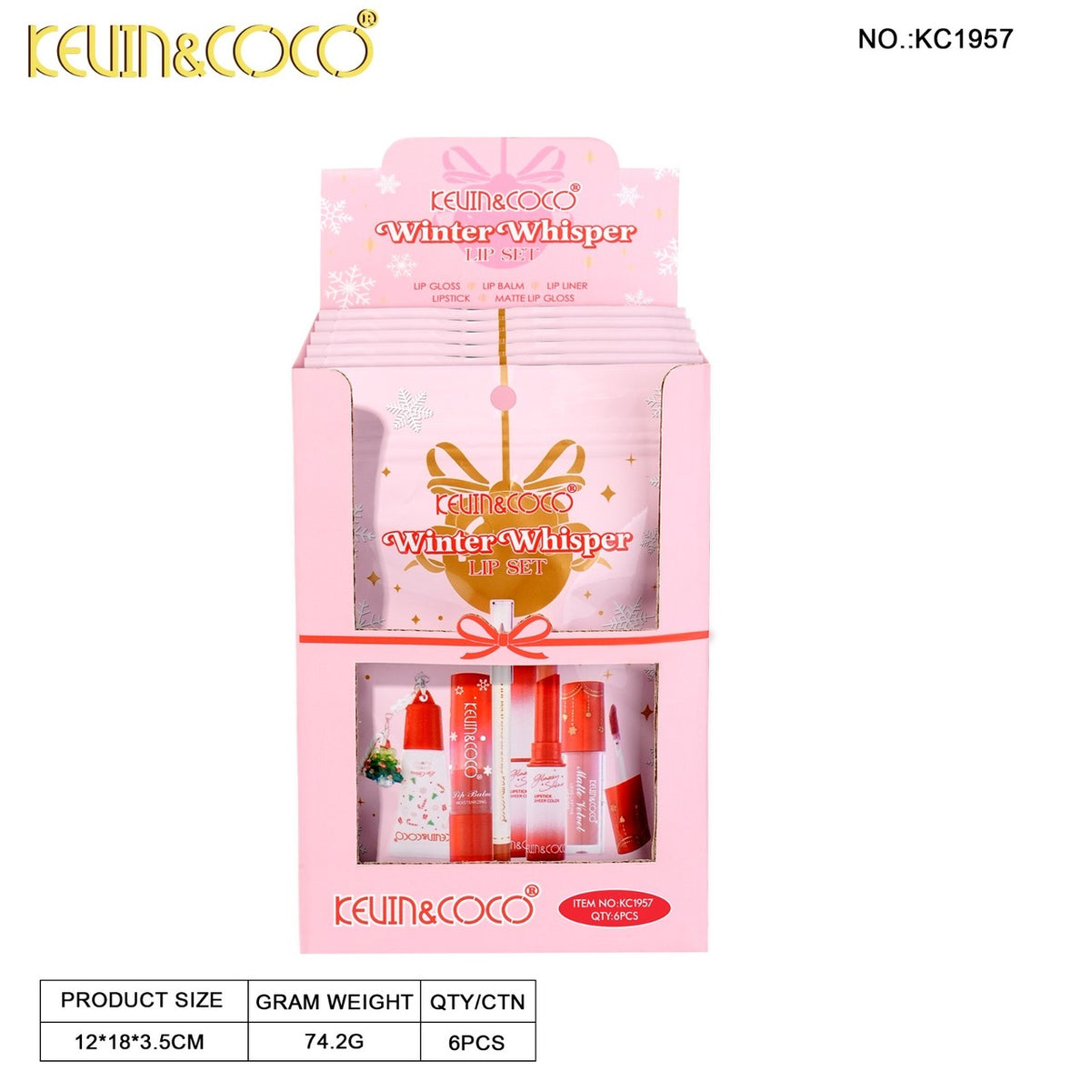 KEVIN&COCO Winter Whisper Lip Set #KC1957 / 6pack Display