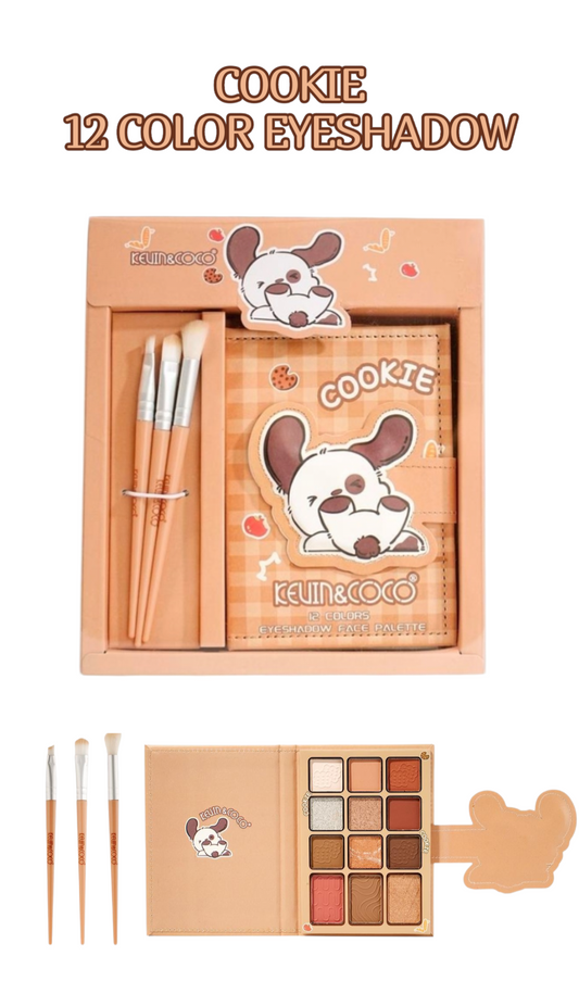 KEVIN&COCO Cookie 12 Colors Eyeshadow Face Palette w/ Brush / 3Set pack