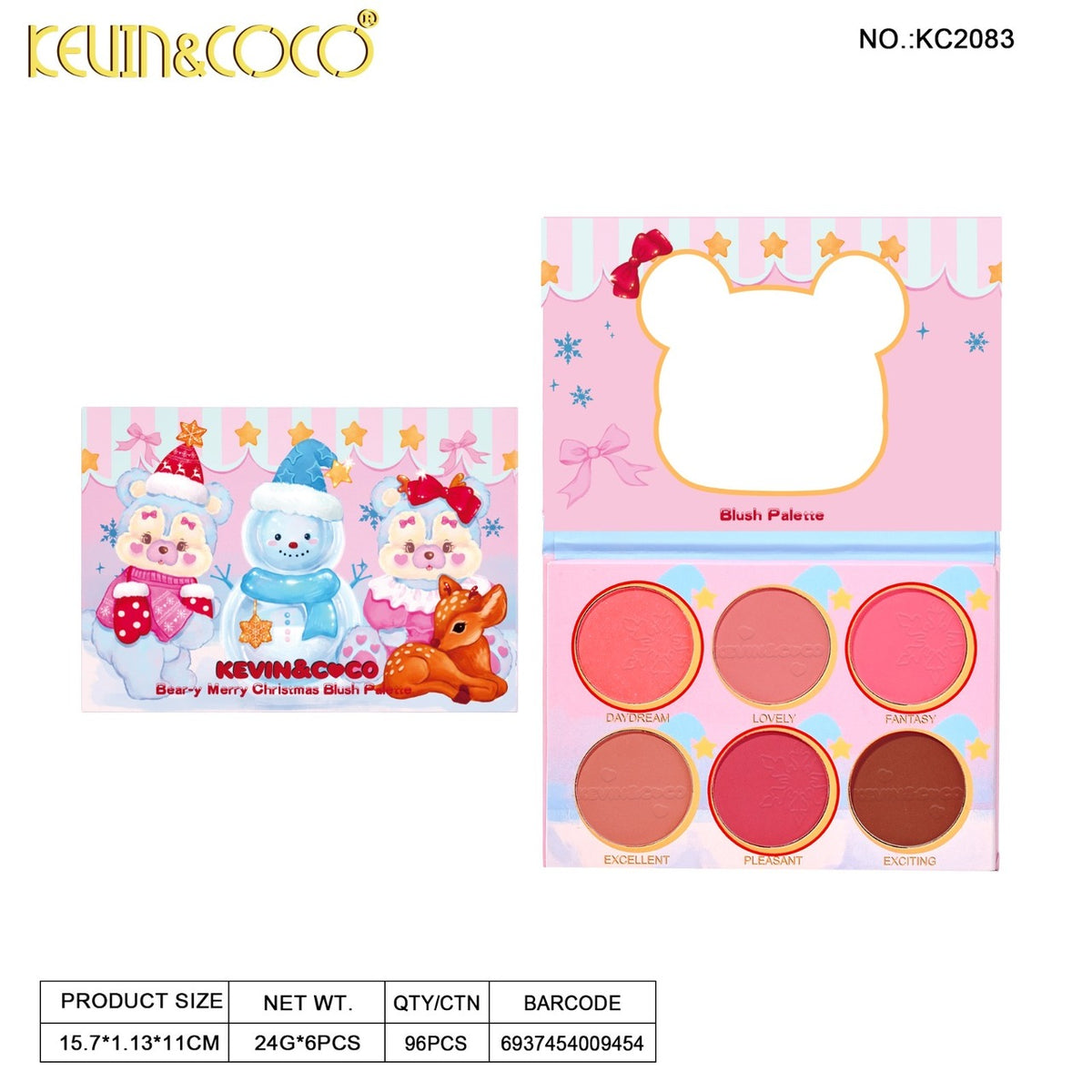 KEVIN&COCO Blush Palette #KC2083 / 6PCS Display