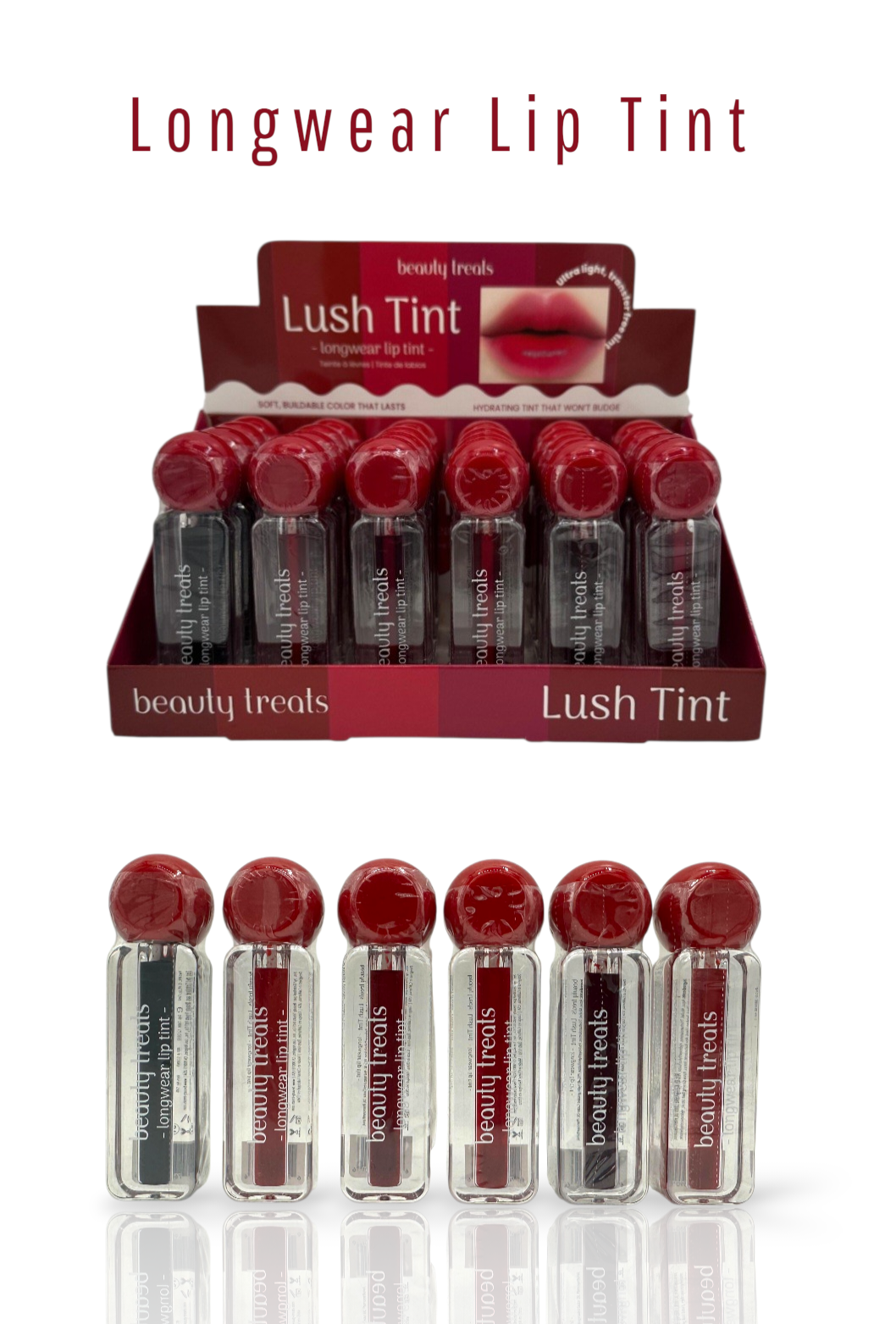 BEAUTY TREATS Tinte Labial de Larga Duración / Exhibidor de 24 unidades
