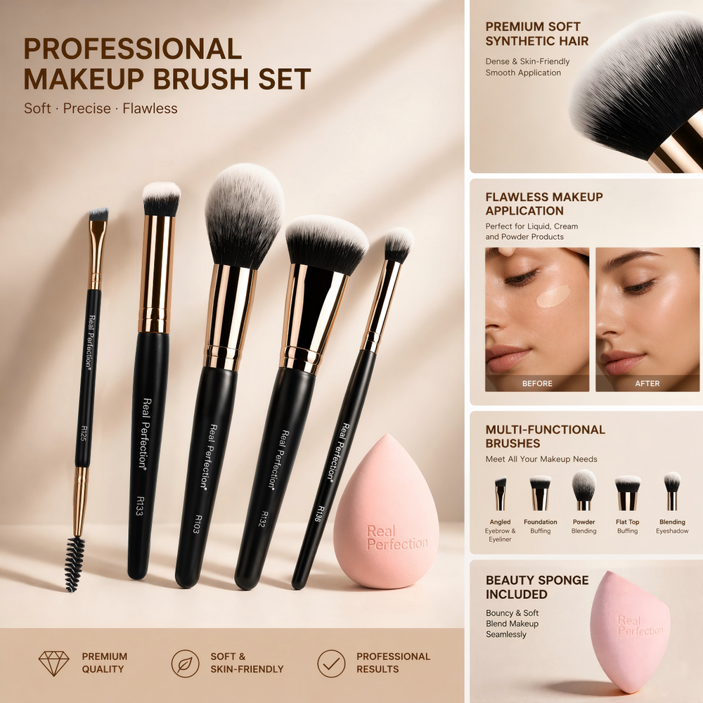 REAL PERFECTION 7pcs Brush & Sponge Set / 3pcs pack