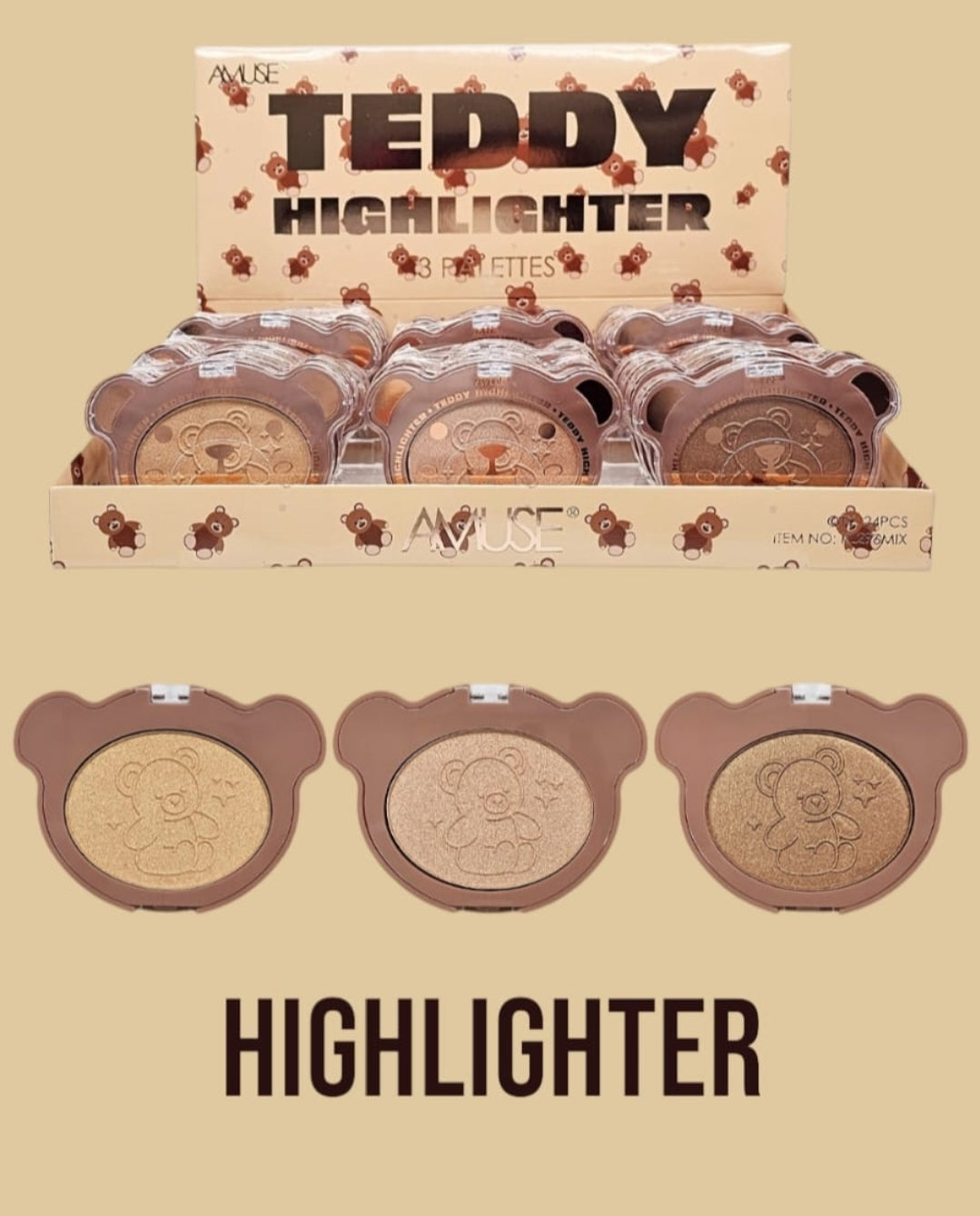 Amuse - Teddy Highlighter #KL296MIX / 24Pcs Display