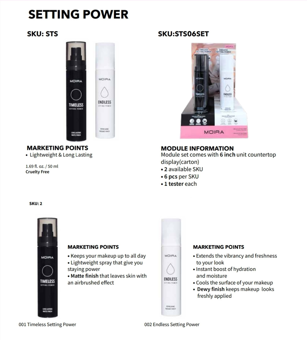 MOIRA Setting Power - Endless & Timeless / 12pcs Display + Tester