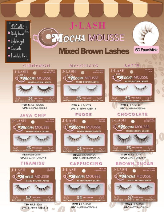 JLASH Mocha Mousse mixed brown laahes / 36 pcs Display