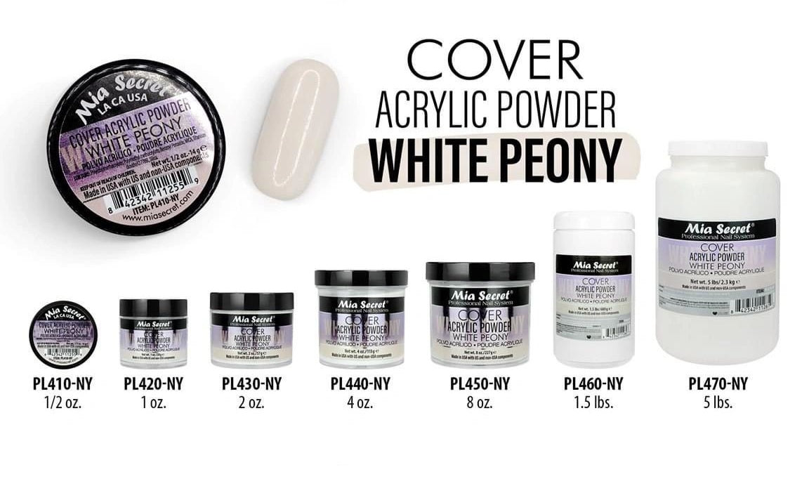 MIA SECRET - COVER WHITE PEONY ACRYLIC POWDER - PL430-NY